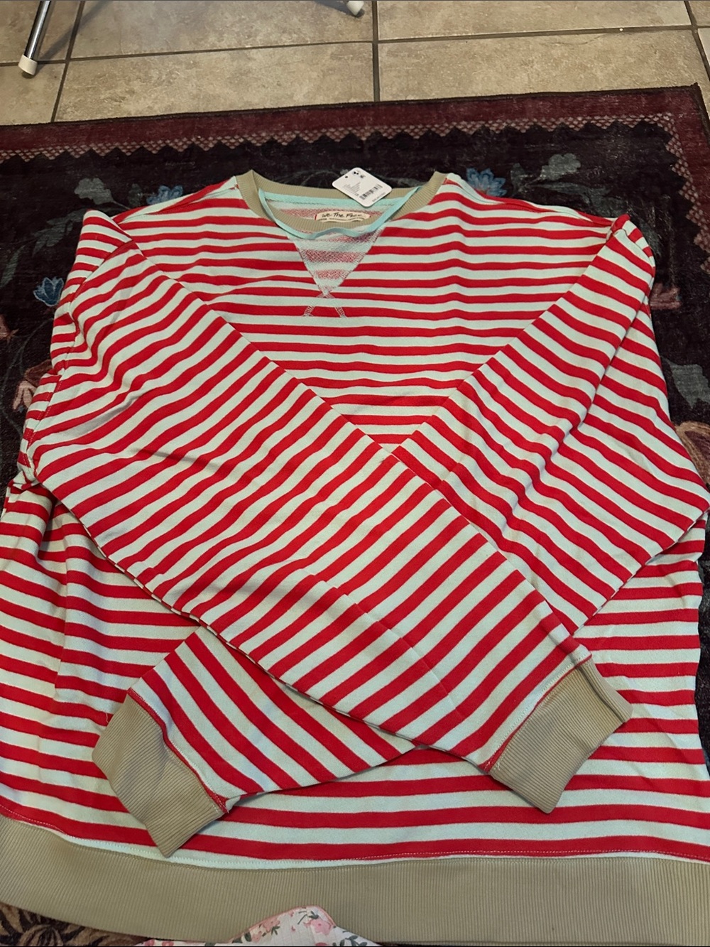 We The Free Striped Knit Top in Red, Light Green & Cream - Picture 3 of 10